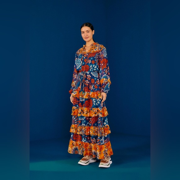 NWT FARM RIO Mixed Pineapple Flowers Maxi Dress - Picture 3 of 7